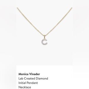 Monica Vinader 14k Gold Necklace with Lab Created Diamond Initial C Pendant